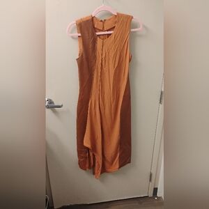 Reed Krakoff Leather Panel Draped Sleeveless Dress